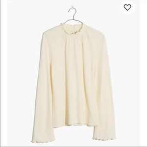 Madewell texture & thread ruffle mockneck blouse